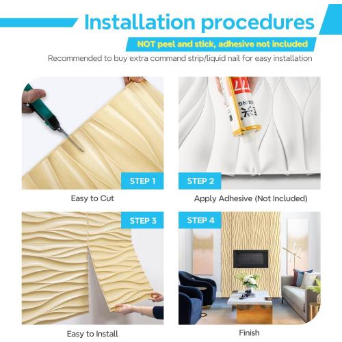 STICKGOO Wave Wall Panels for Interior Wall Decor, Light Oak 3D Wall Panels Accent Wall, Paintable 3D Wall Decor Covering Panels for Living Room Bedroom, Pack of 12 Tiles