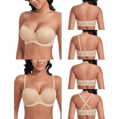 DotVol Women's Multiway Strapless Bra Full Figure Underwire Contour Beauty Back Plus Size Bra