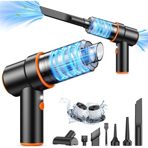 Black and Orange KMM Handheld Car Vacuum Cleaner, 9000Pa Vacuum Cleaner and Air Duster
