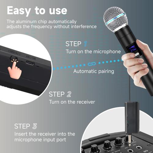 Professional Wireless Microphone for Podcast, Karaoke & Singing – 2.4GHz Portable Dynamic Mic with 150ft Range, 8H Battery,Micrófono Inalámbrico for Streaming & Live Performance
