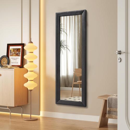 Full Length Mirror with Wood Framed Modern Large Wall Mirrors Rectangle for Bedroom Living Room Bathroom Dressing Room Entryway Hanging Black