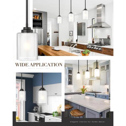 TENGXIN Modern Pendant Light, Matte Black Pendant Lights Kitchen Island,Farmhouse Pendant Lighting for Dining Room Bedroom Bar Office,TXPLBK02