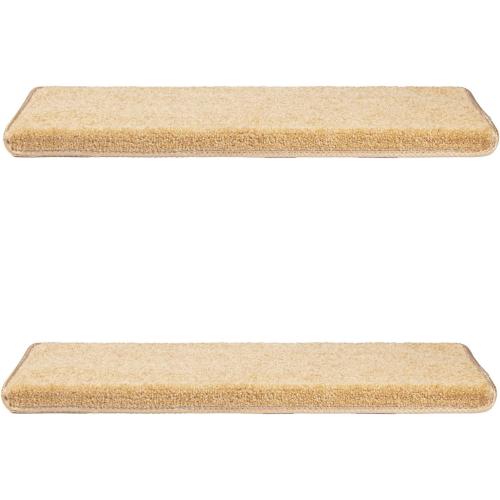 Carpet Stair Treads – Non-Slip Bullnose Carpet for Stairs – Indoor Stair Pads – Self-Adhesive & Easy Installation – Pet & Child Friendly – Skid Resistant & Washable (Set of 2 (9.5 in×30 in), Camel)