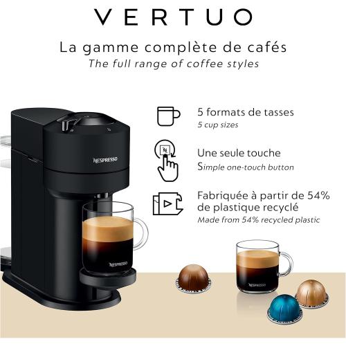Nespresso Vertuo Next Coffee and Espresso Machine by De'Longhi, Matte Black