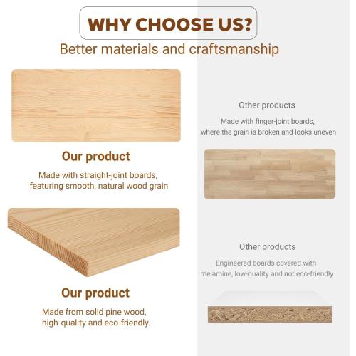 Laundry Room Washer and Dryer Countertop for Organization, 27.5 W x 54 L Solid Pine Wood Washer Dryer Countertop, Laundry Machine Topper with Edge Rails and Non-Slip Pads