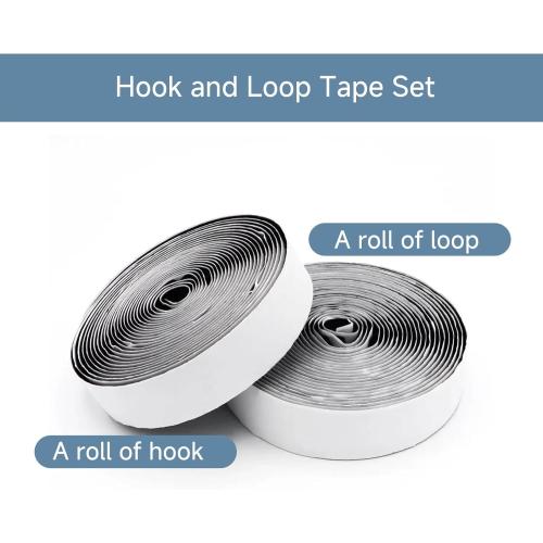 Strong Sticky Heavy Duty Hook and Loop Interlocking Tape Strips with Adhesive (Black, 1 inch 16.3 feet)