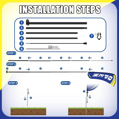 Preboun 2 Sets 12 ft Now Open Feather Flags Pole Kit for Business Advertising Feather Sign with Poles and Ground Spikes Open Flags Banner for Store Outside Signs (Blue)