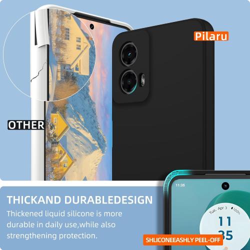 for Motorola Moto G 5G 2024 Case,Liquid Silicone Upgrade[Soft Anti-Scratch Microfiber Lining][2 HD Screen Protector][Full Camera Protection] Shockproof Case Moto G 2024 Phone Case 6.6 inch -Black