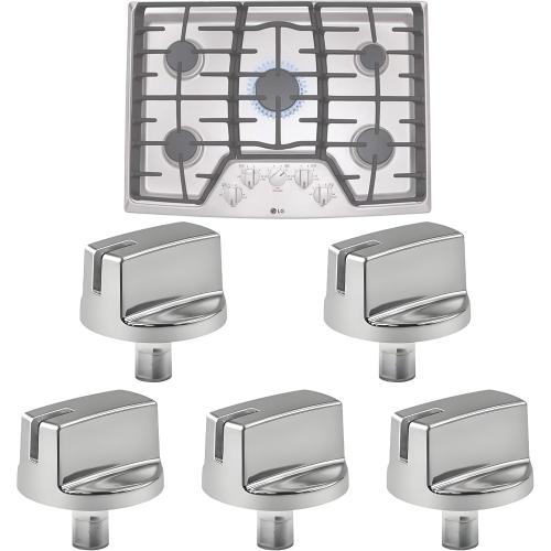 5 Pack AEZ73293801 Burner Control Knob Replacement,Compatible with LG Range/Stove Gas Cooktop,Burner Control Knob Assembly Replaces EBZ60710601,2025031,AH3639420,EA3639420,AP5594929,PS3639420
