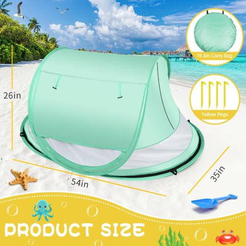 Kapeazo Baby Beach Tent, Pop Up UV Sun Shade for Infant Toddlers (Green)