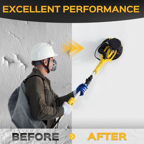 Color Green Drywall Sander Tool, KUPERIA 8.5 Amp Popcorn Ceiling Removal Tool with 7 Variable Speed 800-1800RPM, Electric Drywall Sander with Extendable Handle, LED Light,6 Basic Sand Paper & 6 Grid Sandpaper