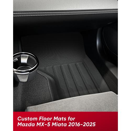 Floor Mats for Mazda MX5 Miata: 2016-2025 Custom Car Accessories, Fit for Fiat 124 Spider 2017 2018, All Weather Black Automotive Carpet Floor Liners for Miata MX-5 ND 2024 2023 2022 2021 2020 2019