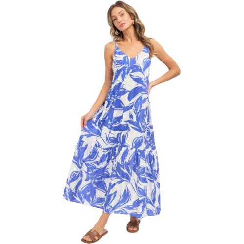 Floral Maxi Dress, Spaghetti Straps V-Neckline, Scoop-Back with Tie Detail, 100% Polyester, S/M/L