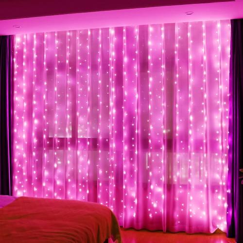HXWEIYE 300LED Fairy Curtain Lights, 9.8x9.8Ft USB, Remote, 8 Modes & Timer