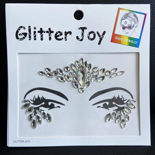 Festival Face Jewels Tattoo - Face Gems Stickers, Temporary Body Gem Sticker Tattoos for Festival, 6-Pack, Clear