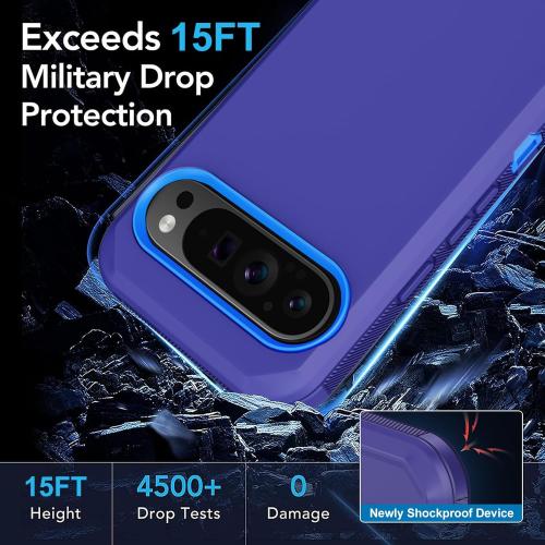 for Google Pixel 9 Pro XL Case with Built in Screen Protector Heavy Duty Military Grade Drop Protection, Full Body Shockproof Protective Phone Case for Google Pixel 9 Pro XL 2024 (Blue)
