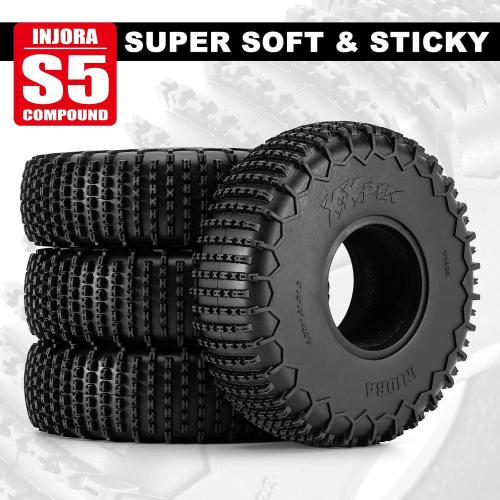 INJORA 1.9 XHX Pin Tires - S5 122 * 36mm Wheel Tires for SCX10 TRX4 1/10 RC Crawler Car Upgrade