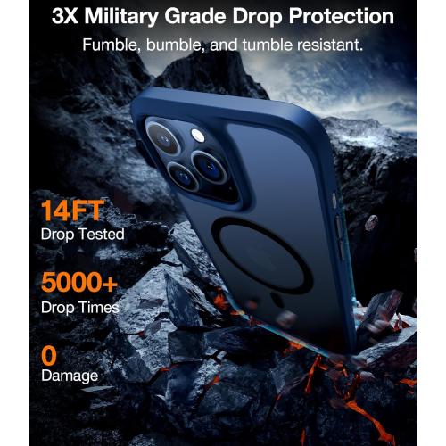 TORRAS Magnetic Guardian Designed for iPhone 15 Pro Max Case, Military Grade Drop Tested, Compatible with MagSafe, Slim Case for iPhone 15 Pro Max Phone Case (6.7) 2023, Blue Titanium