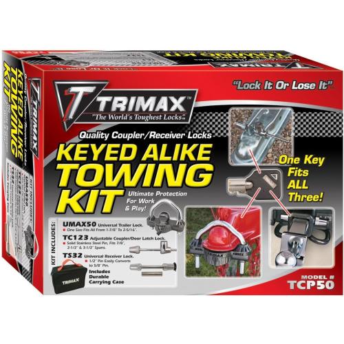 Trimax TCP50 Trailer Lock Combo Pack (Keyed Alike) , Black