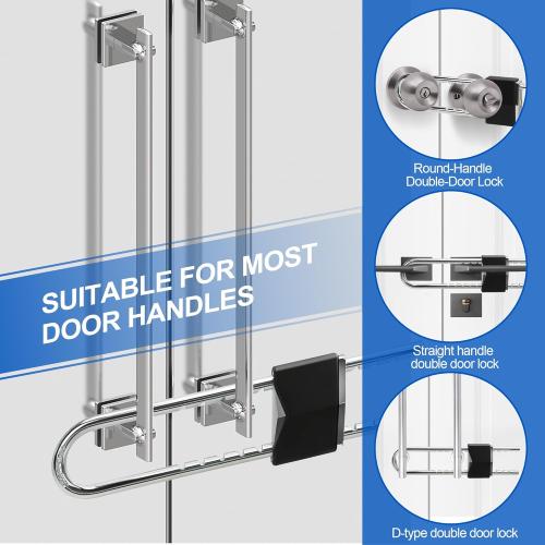 French Door Lock for Double Doors, Adjustable Double Door Lock for Home Security Prevent Kick Ins for Various Knob Width Door Security