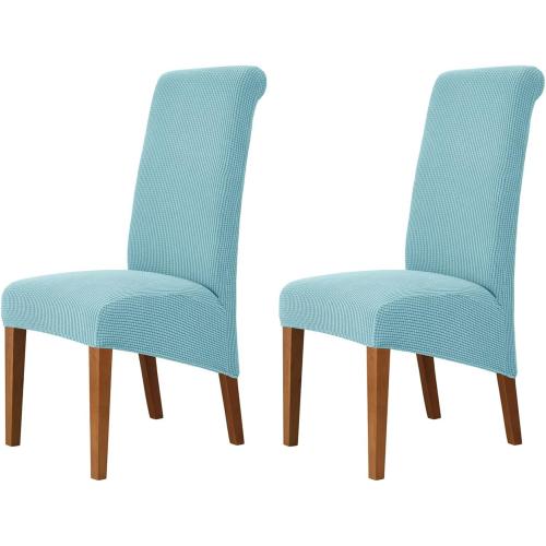 Deisy Dee Stretch XL/Oversized Soft Spandex Extra Large Dining Room Chair Covers for Kitchen Dining，Removable Washable Chair Protectors Slipcovers (Baby Blue, 2)