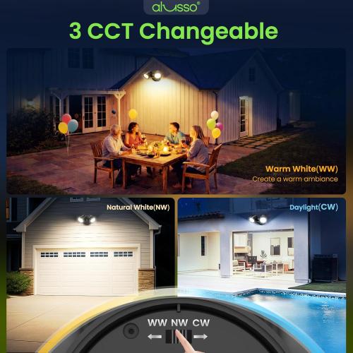 ALUSSO Dusk to Dawn Outdoor Lighting, 25W 2000LM Dusk Till Dawn Outdoor Light 120V, 3000K/4000K/6000K 3CCT IP65 Security Lights ETL Listed Dusk to Dawn Hardwired for House Yard Walkway ***Black 1 Pack