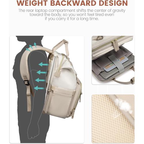 LOVEVOOK Laptop Backpack for Women, 15.6'' Waterproof Nurse Bag Teacher Work Backpack Purse for Women, Travel Computer Backpack for College Office Business Ladies