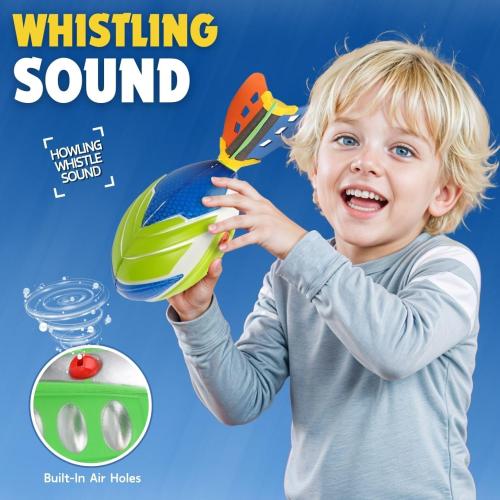 Liberty Imports 3 Pack Whistling Foam Footballs with Tail – Pocket Missile Rocket Football Toy Set for Kids – Aero Howling Sports Flyers for Outdoor Games, Backyard Play, Beach
