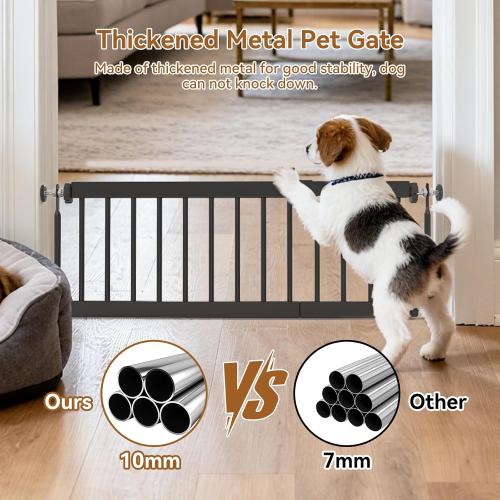 Short Dog Gate,18-45 Adjustable Extra Wide Metal Dog Gate to Step Over, 10 Tall Small Pet Gate with 3 Extension Kits for Doorway、Stair.
