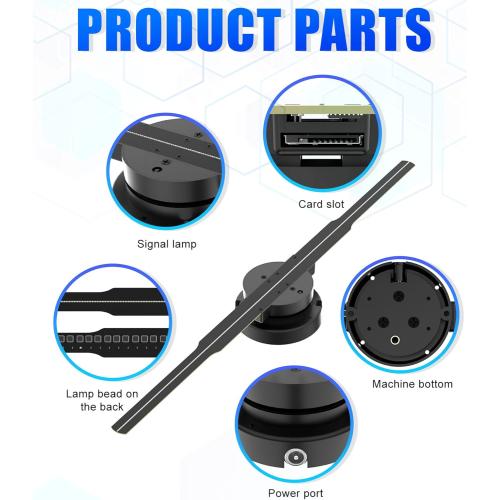 3D Hologram Fan, 16.5 Inch 3D Hologram Projector HD LED Holographic Advertising Display with Remote, WiFi and APP, Holographic Video Advertising Projector for Business,Bar,Halloween (42CM, 8G)