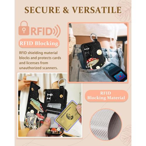 Shorogyt for Samsung Galaxy S25 Plus Wallet Case - Cute Fashion Mogu Skull Design with Card Holder Kickstand for Magnetic Clasp Back Flip Folio Leather Phone Cases for Wome Girls Men