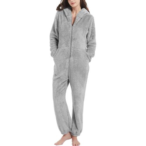 Flygo Womens Onesies Pajamas One Piece Hooded Adult Pajama Jumpsuit Winter Fuzzy Sleepwear