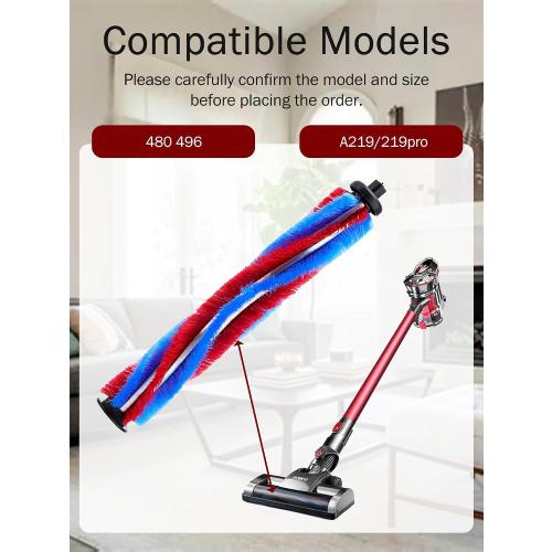 7.67in/19.5cm Cordless Vacuum Roller Brush, Small V Shape Top Cordless Vacuum Replacement Parts, Roller Vacuum Brushes Compatible with A219/219 Pro