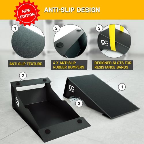 Double Circle Squat Wedge - Professional Ramp for Weightlifting and Fitness - Platform for Heel Elevated Squats and Calf Raises - Heavy-Duty Anti-Slip Blocks