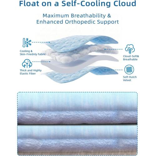 Huafly Dog Cooling Mat,Dual-Sided Cooling Mat for Dogs–Cooling Fabric for Summer,Velvet for All Seasons–Portable for Crate,Car Seat,Sofa&Floor,Machine Washable,Keeps Cats,Dogs&Puppies Cool,Cloud Blue