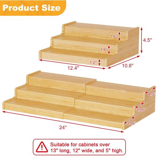 Expandable Bamboo Can Rack Organizer for Pantry, 3-Tier Adjustable Can Storage Holder, Soda Organizer Holds Up to 24 Cans, Canned goods Storage Display for Pantry, Cabinet, Countertop (patent pending)