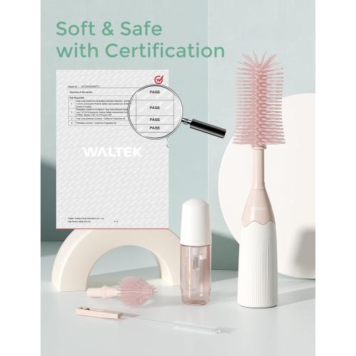 Momcozy Baby Bottle Brush Kit, Push-Press Foam Design, Pink