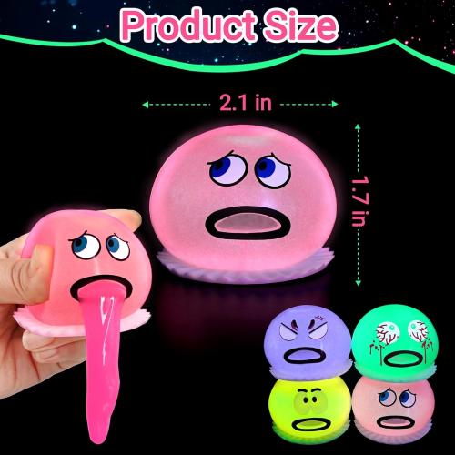 4 Pack Puking and Sucking Slime Ball Fidget Toy, Glow in The Dark Vomiting Stress Balls, Hilarious and Gross Prank Toys Gag Gift, Novelty Sensory Squeeze Toy for Kids Adults