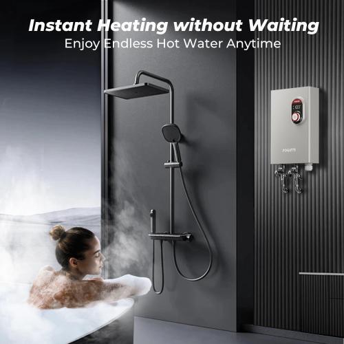 Fogatti 24kW Tankless Water Heater Electric, Up to 6.0 GPM, 240V on Demand Instant Endless Hot Water Heater, with LED Display, ETL Certified, 3-4 Point Uses for Residential Whole House Shower