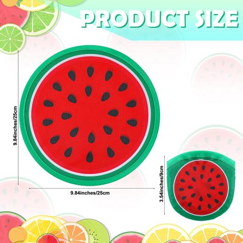 11 Pcs Foldable Flying Disc Fans 9.84'' Fruit Folding Hand Fan Round Collapsible Handheld Fan Decorative Pocket Fans with Bag for Boys Girls Gift Beach Lawn Park Camping Game Party Favor
