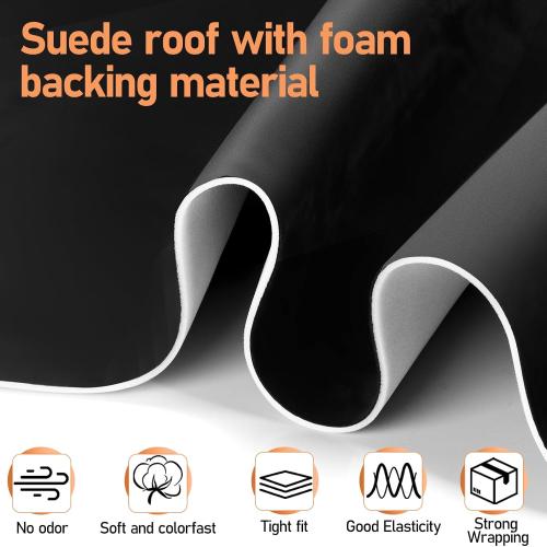 Suede Headliner Fabric Black 98 x 60 Inches with 4mm Thick Foam Backed Headliner Fabric for Car Suede Material Rubber Seam for Automotive auto Trucks Interior Repair
