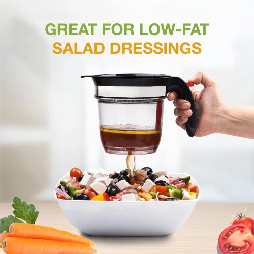 Fat Separator With Bottom Release, 4 Cup Gravy Separator for Cooking with Oil Strainer, Kitchen Gadgets Grease Separator Packaged with a 3-in-1 Multifunctional Peeler (Red)