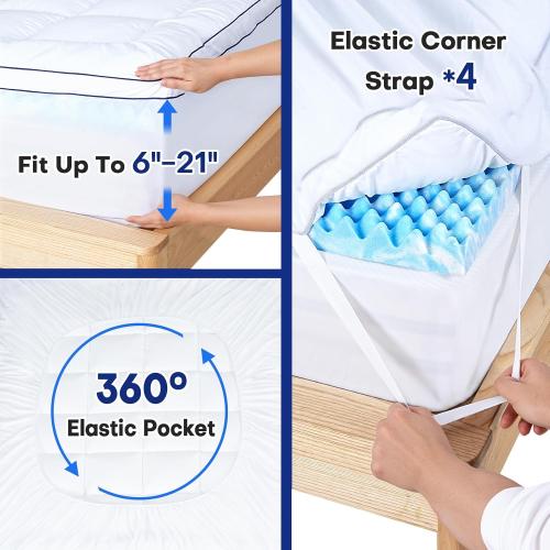 4 Inch Dual Layer Twin Mattress Topper, Cooling Gel Memory Foam for Back Pain & Pressure Relief, CertiPUR-US Certified Mattress Pad
