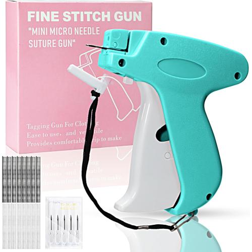 Stitch Gun for Clothes， Handheld Stitch Gun Quick Clothing Fixer，Sewing Kit Includes 1,000 Black Fasteners & 1,000 White Fasteners & 6 Needles (Blue)