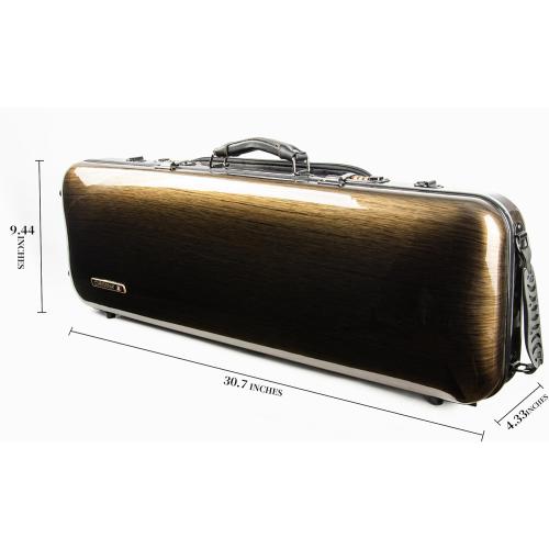 CARBON FIBER 4/4 Full Size Violin Case - High-Strength Carbon Fiber Rectangular Music Bag With Combination Lock and Extra Bag - Golden Hard Case (VB-Square-Golden Spot)