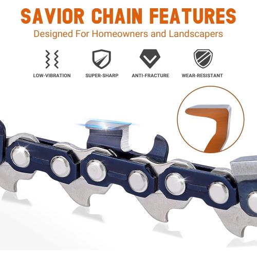 Savior 20 Inch Chainsaw Bar and Chain Combo, 3/8 Pitch .050 Gauge 72 Drive Links for 455 Rancher 460 Rancher Poulan PR5020, Replace for 200SFHK095, 584818, 584271
