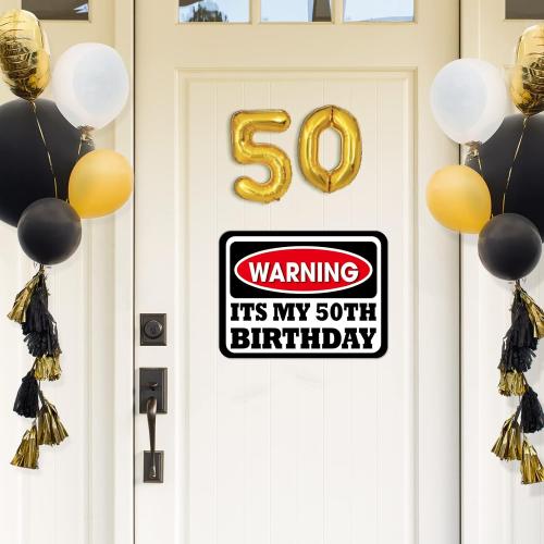 WERNNSAI 50th Birthday Party Decorations - 9PCS Wall Signs for Adults 50 Years Old Party Decor Yellow Caution Logos on Door Windows Yard Garden Sign Happy 50th Birthday Party Supplies
