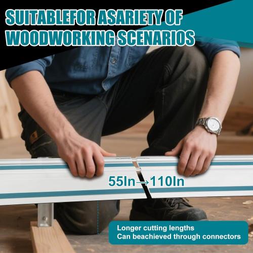 194368-5 55Track saw Guide Rail for Makita.Includes 55 for Makita Guide Rail,2 Rail Connectors and Guide Rails Strip Bar. Track Saw Can't Dance on Guide Rail. (55in guide rail)