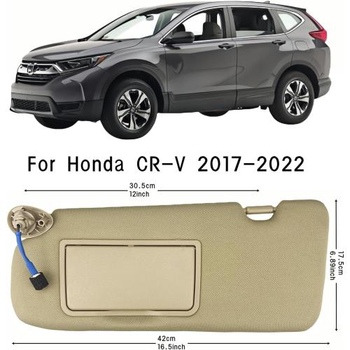 Pair of Left and Right Sun Visor with Holders for Honda CR-V CRV 2017 2018 2019 2020 2021 2022 with Light Sunroof Windshield Sunshade Replacement (Beige Color)