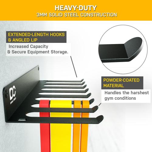 Double Circle Gym Equipment Storage Rack - Multi Purpose Gym Equipment Wall Rack Hanger for Pro Home Gym Storage for Exercise Bands, Barbell Bar, Jump Ropes, Chains, Lifting Belts (17 - Hooks)